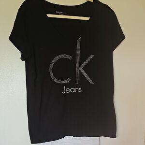 Calvin Klein Black Tee with Logo. Size XL.